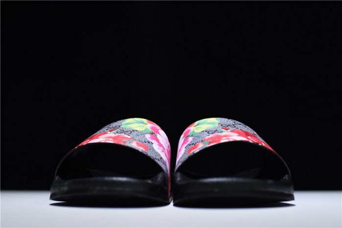 gc leather slide sandal with flower 0400088498707